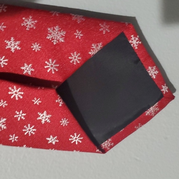 Bespoke accessory men's tie size one size holiday red snowflake snowflakes - Picture 8 of 11